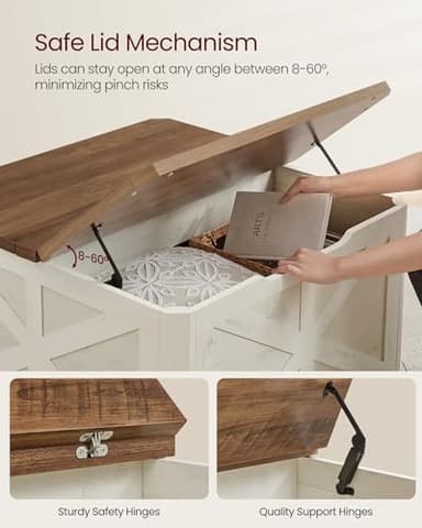 VASAGLE Farmhouse Coffee Table with Storage, Square Coffee Table for Living Room, Center Table with Flip-Top Lids, Honey Brown and Rustic White ULCT232W73 - Image 6