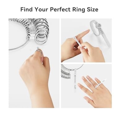 Yuicolili Ring Sizer Measuring Tool Kit,27 PCS Stainless Steel Measuring Ring Tool US Ring Size 0-13 with Half Sizes,2 PCS Finger Ring Sizing Measure Gauge (1 Magnified Glass) Size 1-17 USA Rings Size - Image 6