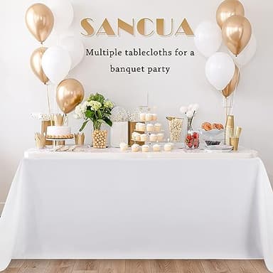 sancua 6 Pack White Tablecloth 90 x 156 Inch - Rectangle Table Cloth for 8 Feet Tables Stain and Wrinkle Resistant Washable Polyester Table Cover for Dining Wedding Banquet Party Buffet Restaurant - Image 9