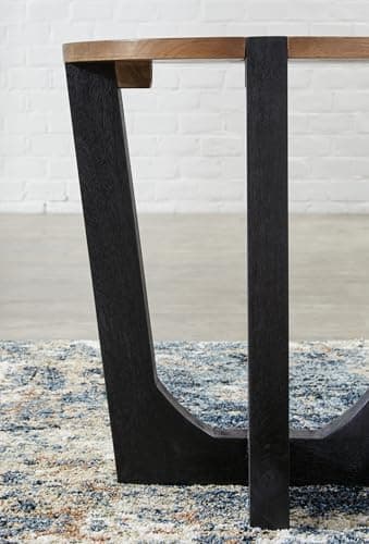 Signature Design by Ashley Hanneforth Farmhouse End Table with Angled Solid Wood Legs, Light Brown & Black - Image 8