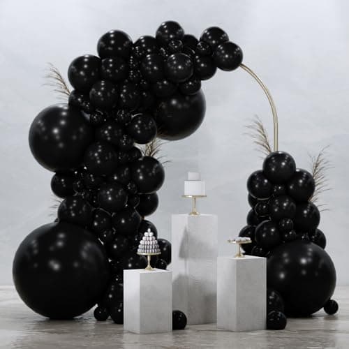 PartyWoo Black Balloons 99 pcs Different Sizes Pack of 36 18 12 10 5 Inch Matte Black Latex Balloon Arch Kit Garland for Graduation Halloween New Year Anniversary Birthday Party Decorations Black-Y18 - Image 1