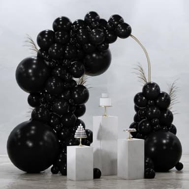 PartyWoo Black Balloons 99 pcs Different Sizes Pack of 36 18 12 10 5 Inch Matte Black Latex Balloon Arch Kit Garland for Graduation Halloween New Year Anniversary Birthday Party Decorations Black-Y18 - Image 1