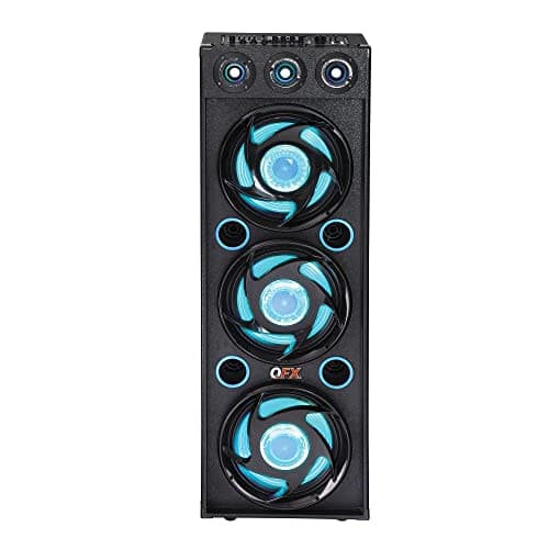 QFX SBX-412300BT TWS Bluetooth Triple 12” Woofer Triple 1” Tweeter Recording High-Performance PA Cabinet Speaker with 10-Band Graphic EQ, 2 Microphone Inputs, Guitar Input, and AUX Input, Blue - Image 1
