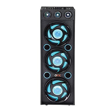 QFX SBX-412300BT TWS Bluetooth Triple 12” Woofer Triple 1” Tweeter Recording High-Performance PA Cabinet Speaker with 10-Band Graphic EQ, 2 Microphone Inputs, Guitar Input, and AUX Input, Blue - Image 1