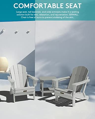 SERWALL Foldable Adirondack Chair Set of 2 for Patio Garden Outdoors Fire Pit-Space Grey - Image 6