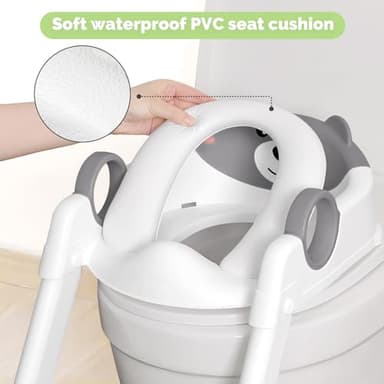 COOSEYA Toilet Seat, Potty Training Seat for Toddler, Upgraded 2-in-1 Potty Toilet Training for Boys and Girls,Waterproof Cushioned Mat with Non-Slip Step Stool - Image 4