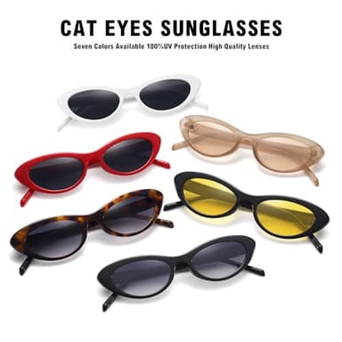 STORYCOAST Trendy Small Cat Eye Sunglasses for Women Retro 90s Oval Narrow Sun Glasses Vintage Skinny Shades UV400 Protection khaki Frame-Light Brown Lens - Image 6
