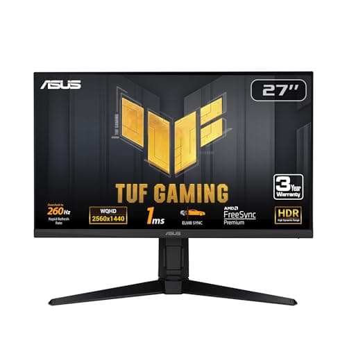 ASUS TUF Gaming 27” 1440P Gaming Monitor (VG27AQML1A) - QHD (2560 x 1440), 260Hz, 1ms, Fast IPS, Extreme Low Motion Blur Sync, G-SYNC compatible, FreeSync Premium, Variable Overdrive, DisplayHDR 40 - Image 1