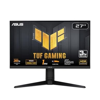 ASUS TUF Gaming 27” 1440P Gaming Monitor (VG27AQML1A) - QHD (2560 x 1440), 260Hz, 1ms, Fast IPS, Extreme Low Motion Blur Sync, G-SYNC compatible, FreeSync Premium, Variable Overdrive, DisplayHDR 40 - Image 1