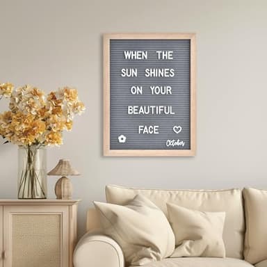 Felt Letter Board with 402 Letters, Numbers & Symbols - 12 x 16 inch Large Changeable Message Board with Wooden Frame Wall Mount Hook, 2 Canvas Bags, Wood Stand (Lake Blue) - Image 7