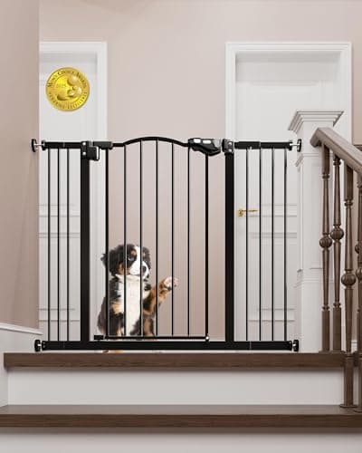 InnoTruth Baby Gate 29–39.6" Wide, 30" Tall Dog Gate for Stairs and Doorways, Pressure Mounted Metal Pet Gate with Dual Lock, Easy Walk-Through and Expandable Design, Black - Image 1