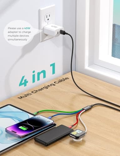 Travel Essentials,4 in 1 for Apple Watch Charger/iPhone Charger/Multi Charging Cable Cord,Vacation RV Camping Essentials,USB C/L/Micro Portable Charger for iWatch 11-1/iPhone 17-12,Car-4FT - Image 2