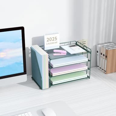 Spacrea Paper Organizer, Desk Organizers and Accessories for Desk with File organizer, Desk Accessories & Workspace Organizers for Catalog & Reference Racks (Dark Green) - Image 4