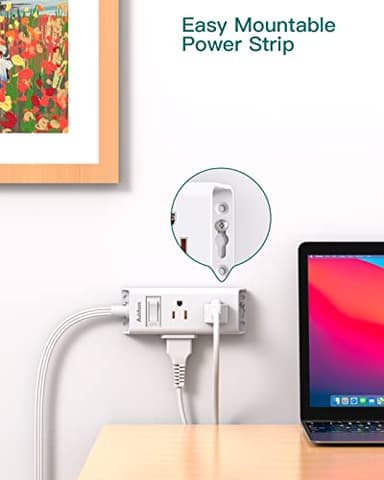 Cruise Essentials - Flat Plug Power Strip, Addtam 5 ft Ultra Flat Extension Cord with 6 Outlets Extender, No Surge Protector for Cruise Ship, Travel, Dorm, Home Office, ETL Listed - Image 5