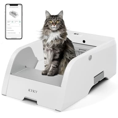 S6 Self Cleaning Litter Box, Upgraded Automatic Cat Litter Box Self Cleaning That Can Use Clumping Cat Litter, Open Design with Cats Taking to It Immediately, Anti Pinch and Odorless - Image 1