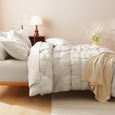 CozyLux King Size Comforter Set Beige, 7 Pieces Bed in A Bag Beige Comforter King Size, Pinch Pleat Bedding Set with All Season Comforter, Sheets, Pillowcases & Shams - Image 9