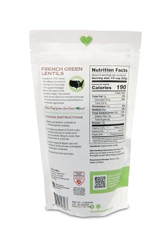 Great River Milling Organic French Green Lentils | Plant Based Organic Protein | Gluten Free | Kosher | Vegan | Organic Fiber | Heart Healthy Certified by American Heart Association, 1Lb. (Pack of 1) - Image 2