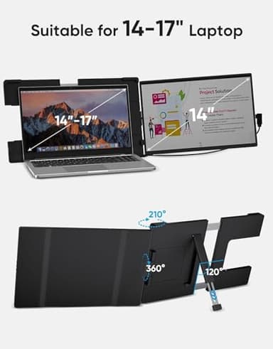 Laptop Screen Extender, 14" FHD 1200P IPS External Portable Monitor for Laptop, Plug & Play Dual Screen Monitor for 14"-17" Laptops, Compatible with Mac, Wins, Chrome, Android, Dex - Image 7