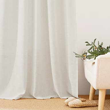 RYB HOME Semi Sheer Curtains, Extra 66 inches Widith Thick Linen Burlap Rod Pocket Machine Washable Privacy Assured for Living Room Bedroom, W 66 x L 84 inches, Linen, 2 Panels - Image 5