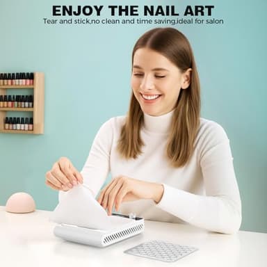 Rechargeable Nail Dust Collector, 980PA Portable Cordless Nail Vacuum Dust Collector Fan with Filter Papers (30 Pcs) for Acrylic Nail Polishing & Manicure Pedicure at Nail Salon & Home - White - Image 5