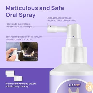 HICC PET Dog Dental Care Spray, Breath Freshener & Teeth Cleaning Spray, Dog Gingivitis Treatment, Prevent Bad Breath & Infections, Relieve Gum Redness, Reduce Plaque & Tartar, No Brushing, 5.1 Fl Oz - Image 5