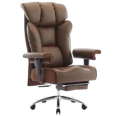 Big and Tall Ergonomic Office Chair 450LBS with Foot Rest, High Back PU Leather Executive Chair with Adjustable Padded Armrests, Lumbar Support for Home or Work, Heavy Duty Computer Chair, Brown - Image 9