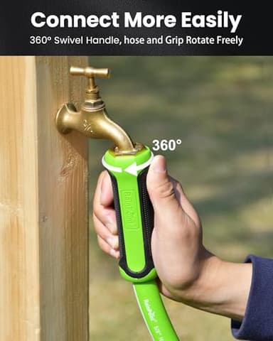 RAINPOINT Garden Hose 100ft - lightweight Heavy Duty Water Hose with Swivel Handle - Flexible, Hybrid Rubber, 5/8", Male to Female - Image 2