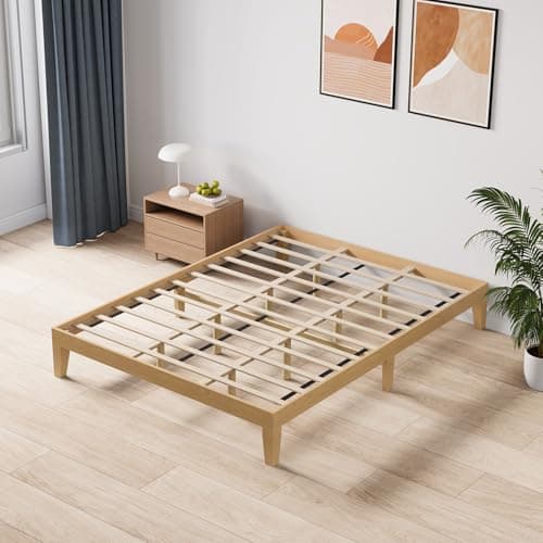 COLAMY 12 Inch Wood Platform Bed Frame,Sturdy Queen Size Bed Frame with Wood Slat Support, No Box Spring Needed,Rustic Pine - Image 1