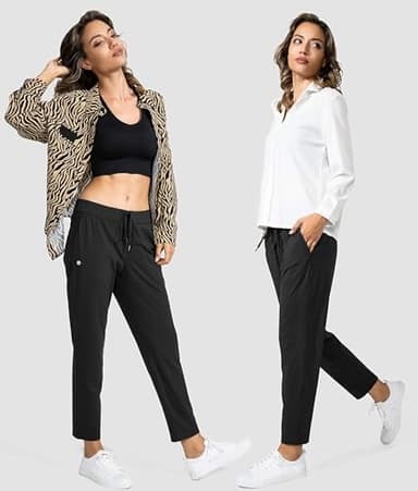 G Gradual Women's Pants with Deep Pockets 7/8 Stretch Sweatpants for Women Athletic, Golf, Lounge, Work (Black, Medium) - Image 5
