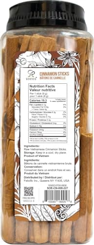 Soeos Organic Cinnamon Sticks, 8 oz (226g), 3.5" Length, 100% Raw, Non-GMO, Kosher Certified, Whole Cinnamon Sticks Seasoning Spice for Coffee, Baking, Cooking and Beverages - Image 2