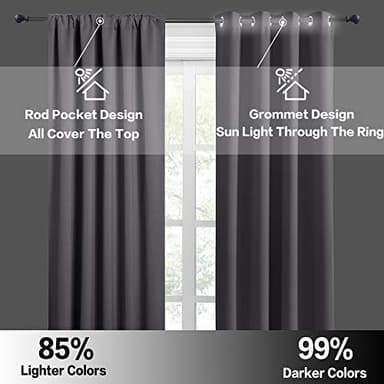 RYB HOME Blackout Curtains Thermal Insulated Panels Decor Slot Top Rod Pocket Blackout Drapes for Living Room Small Window Dressing Energy Saving & Room Darkening, 42 x 54, Grey, 2 Pieces - Image 5
