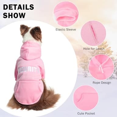 SCENEREAL Security Dog Hoodie Sweater for Large Medium Small Dogs, Embroidered Dog Clothes with Hat Pockets and Leash Hole, Soft Warm Fleece Pets Cold Weather Halloween Costumes for Boys Girls - Image 3