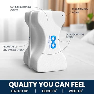 Everlasting Comfort Memory Foam Knee Pillow for Side Sleepers – Sciatica Pain Relief Pillow, Adjustable Strap Support – Leg Pillows for Sleeping Alignment, Knees, Back & Hip Cushion - Image 5