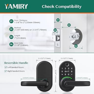 Smart Door Handle Lock with Keypad: Yamiry Fingerprint Smart Knob - Keyless Entry Digital Lock for Front Door - Deadbolt with APP - Generate Passcode Remotely - DIY Installation - Image 5