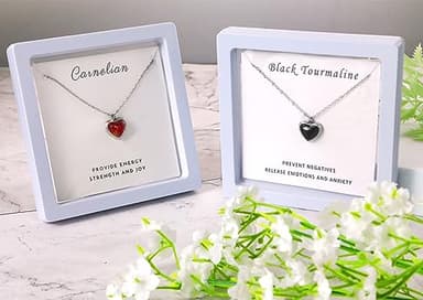 SmileBelle Black Heart Necklace for Women, Gothic Black Necklaces Black Tourmaline Necklace as Birthday Gifts for Her, Black Handmade Jewelry Silver Heart Pendant Necklace for Teen as Tendy Jewelry - Image 5