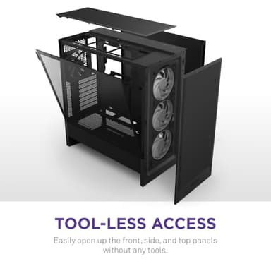 NZXT H5 Flow RGB 2024 - Compact ATX Mid-Tower PC Gaming Case - High Airflow - F360 RGB Core (CV) Included - 360mm Front & 240mm Top Radiator Support - Cable Management - Tempered Glass - Black - Image 8