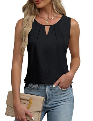 Blooming Jelly Womens Summer Tank Top Sleeveless Business Casual Outfits Trendy Dressy Spring Shirts 2025 Clothing S, Black - Image 1