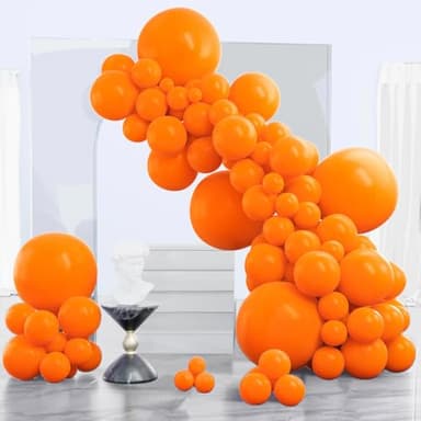 PartyWoo Orange Balloons 130 pcs Different Sizes of 18 12 10 5 Inch Fall Balloon Arch Kit Garland for Thanksgiving Halloween Little Cutie Baby Shower Birthday Party Decorations Orange-Y9 - Image 1