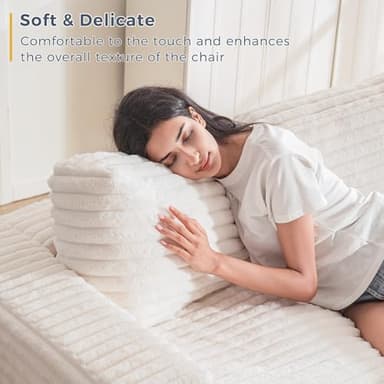 MAXYOYO Giant Bean Bag Chair for Adults, Upholstered Loveseat Floor Sofa with Pillows and Armrests, Large Bean Bag Sofa Plush Chair Couch for Bedroom Living Room, White - Image 3