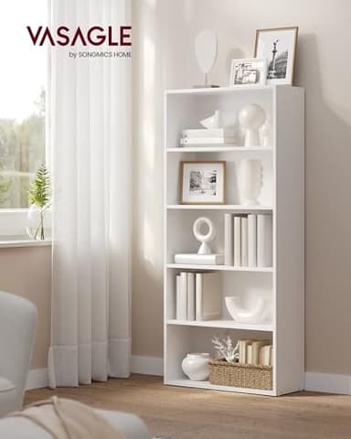 VASAGLE CUSTOS Collection - Bookshelf, 5-Tier Bookcase, Book Shelf, Open Storage Shelf, 9.4 x 23.6 x 52.8 Inches, for Living Room, Home Office, Dinning Room, Cloud White ULBC165T14 - Image 2