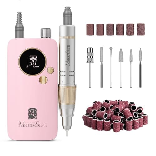 MelodySusie Portable Nail Drill 30000 RPM,Professional Rechargeable Electric Nail File,SC320F Cordless Nail E File for Acrylic Nails Gel Polishing Removing,Efile Nail Kit for Manicure Salon Home,Pink - Image 1