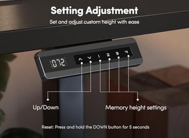 FEZIBO 40 x 24 Inch Height Adjustable Electric Standing Desk with Double Drawer, Computer Desk, Home Office Stand Up Table with 4 Height-Adjustable Feets & 2 Hooks, Black - Image 7