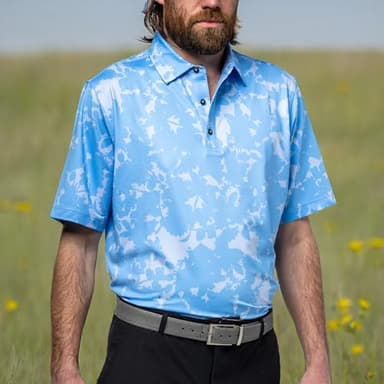 U Suck at Golf Men’s Golf Polo - Dry Fit Golf Polo Shirts for Men - High Performance Golf Club Apparel Company (Floral Camo Baby Blue, 3XL) - Image 5