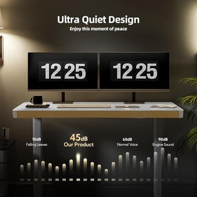 Claiks Touch Screen Glass Standing Desk with Drawers and USB Ports, 48×24 Inch Adjustable Stand Up Desk, Quick Install Home Office Glass Top Computer Desks, White - Image 8