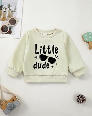 NZRVAWS 18-24 Months Baby Boys Clothes Pullover Dark Apricot Toddler Sweatshirt Long Sleeve Crewneck Boy Sweater Fall Winter Little Boys Outfit - Image 2