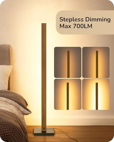 EDISHINE Wood LED Corner Floor Lamp, Modern Dimmable Light with Remote, Minimalist Standing Floor Lamps for Living Room, Bedroom, Office, 7 Color Temperature 2700~6000K, 48.43" - Image 3