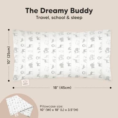 Toddler Pillow with Pillowcase - 10x18 My Little Dreamy Kids Travel Bed Pillows for Sleeping, Organic Cotton Small Pillowcase, Soft & Breathable, Machine Washable, Toddlers 2-5 Years Old (Savannah) - Image 3