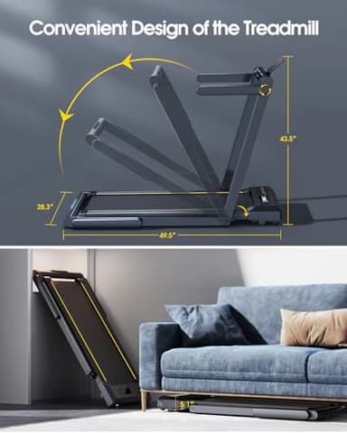 TOPUTURE Walking Pad Treadmill with 12% Incline, 4 in 1 Folding Treadmill for Home/Office with Handle Bar, 2.5HP Under Desk Treadmills Portable Walking Pad with App & Bluetooth Speaker, 0.6-10MPH - Image 6