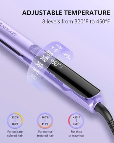 Annlary Hair Straightener 1 Inch Flat Iron and Curler 2 in 1 Titanium Ceramic Ionic Dual Voltage Straightener with Heat-Resistant Silicone, for Less Frizz, Shinier & Smoother - Image 3