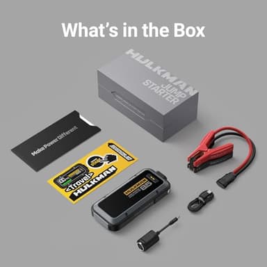 Hulkman Alpha85,Space Gray,2000A 74Wh Smart Jump Starter,12V Portable Car Battery Booster with 3.3" Display,USB-C Power Pack,5-Mode Flashlight,Jumper Cables for up to 8.5L Gas/6.0L Diesel - Image 9